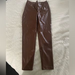 SHEIN brown pleather pants
